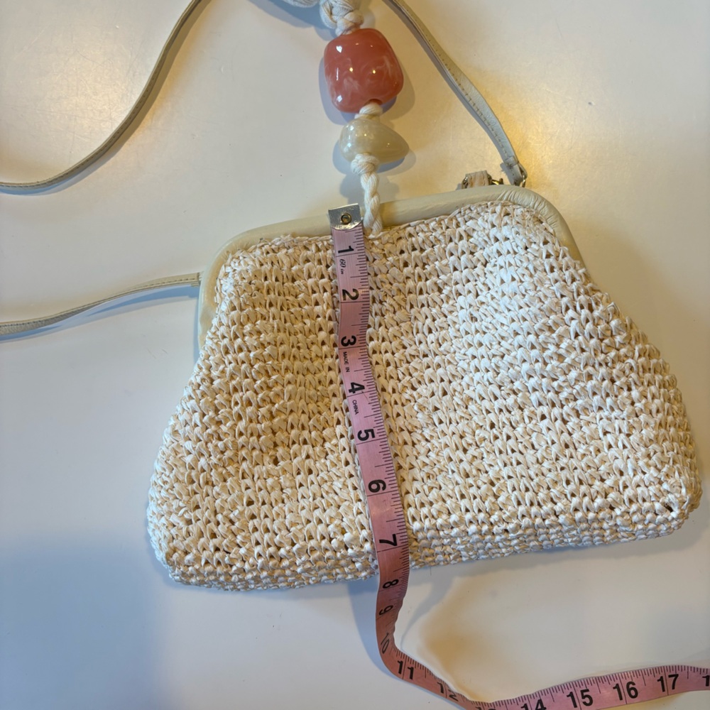 Kendra Scott || Lincoln Resin Stone Tassel Straw‎ Clutch Crossbody Ivory Cream - Picture 10 of 10